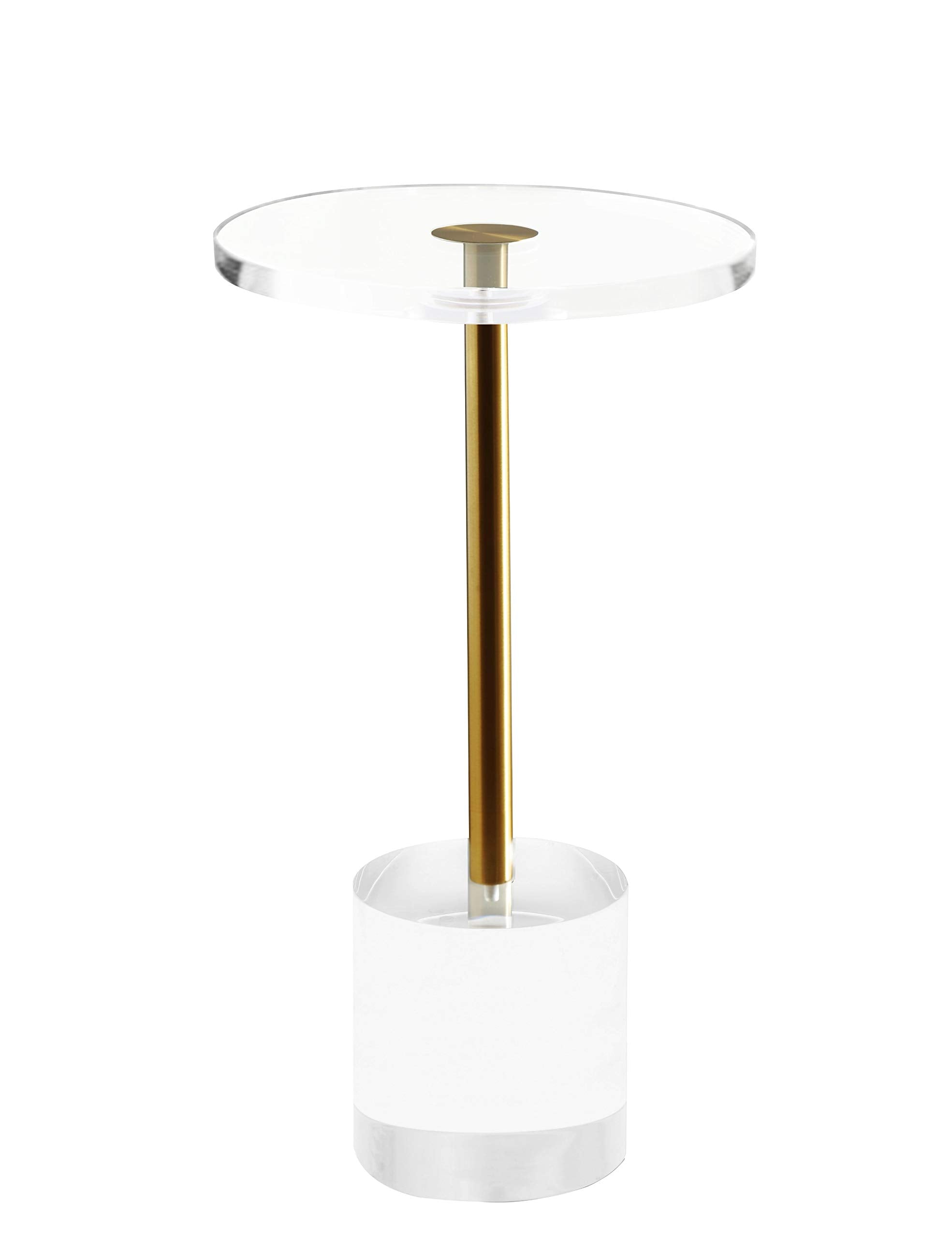 Clear Acrylic End Table,Side Table,Brushed Brass Metal,Round,for Office