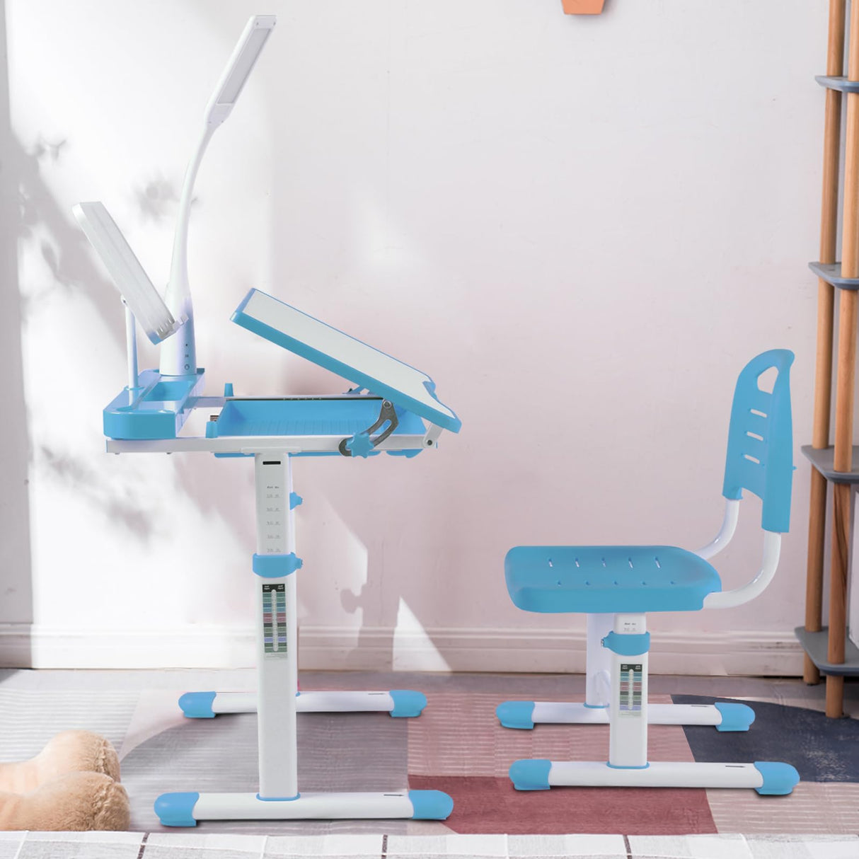 Kids Desk & Chair Set | Adjustable Study Table with Tilt Desktop & LED Light