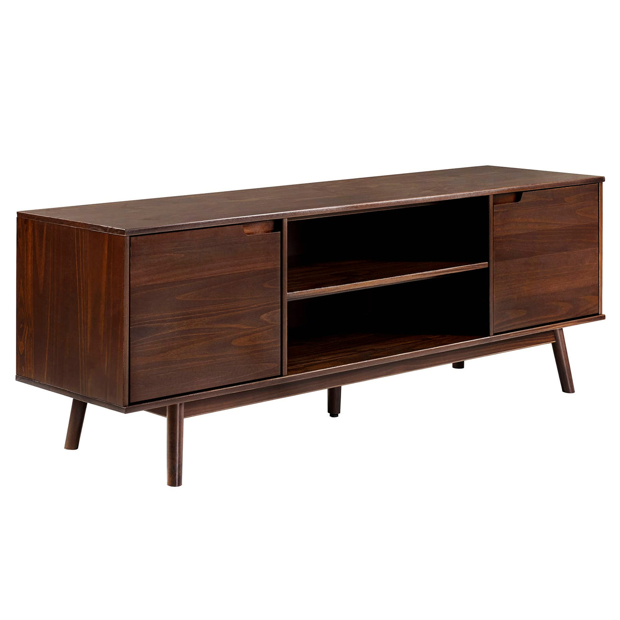 Emery Mid Century Modern Solid Wood TV Stand for TVs up to 80 Inches 70 Inch Walnut
