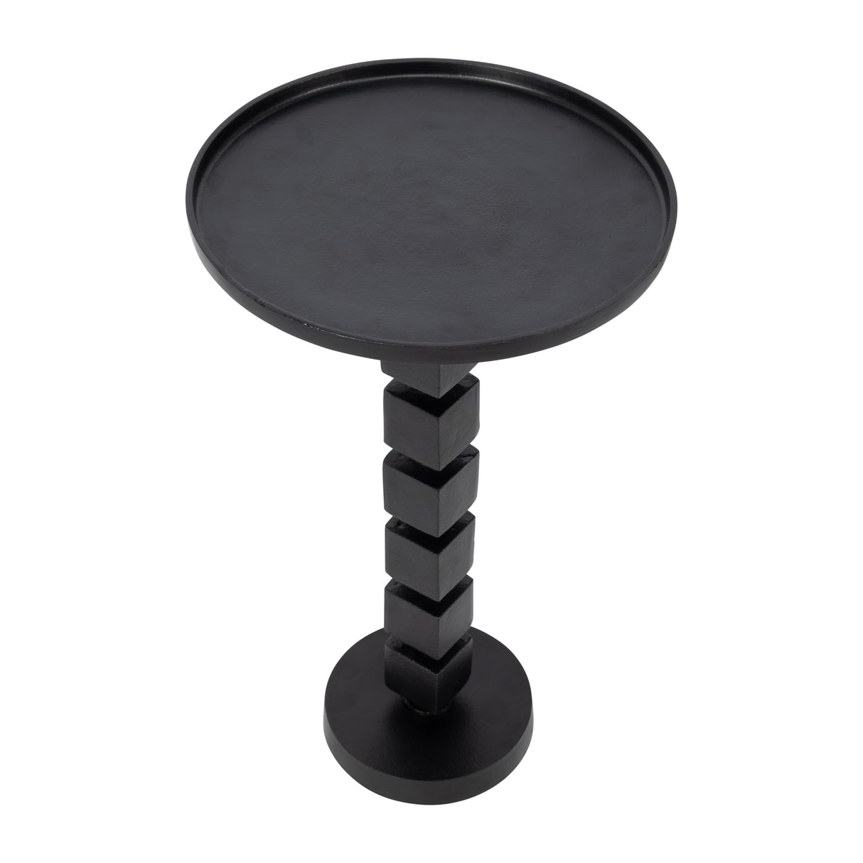 26" H Black Aluminum Stacked Disc Accent Table with Twisted Pedestal
