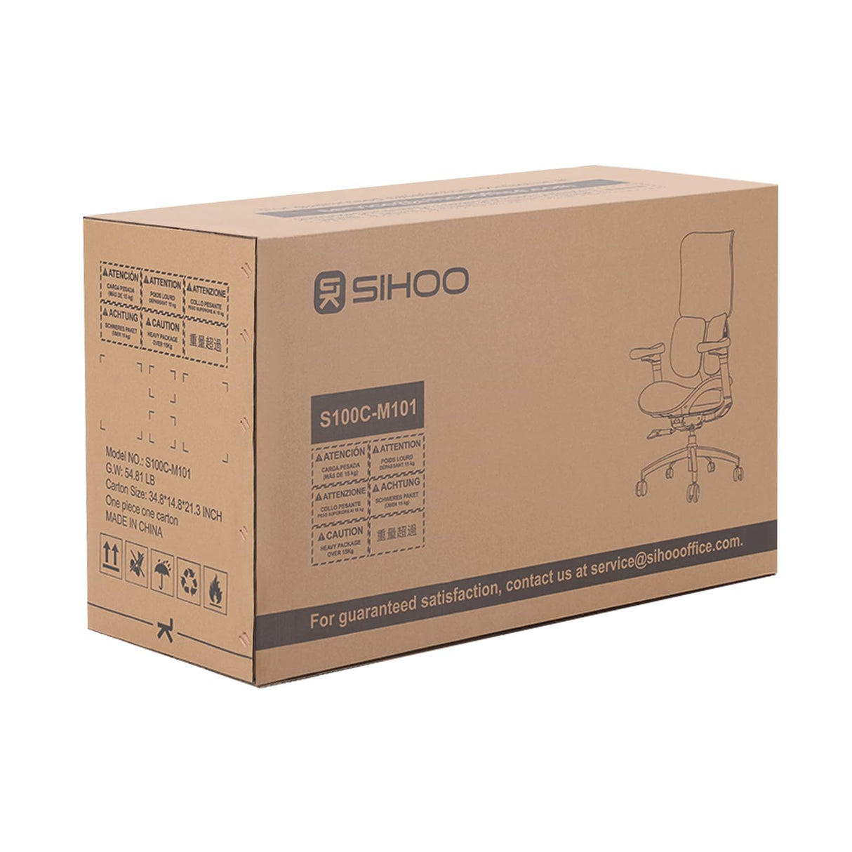 Office Chair - with Dual Dynamic Lumbar Support, 5-Level Adjustable Backrest, 4D