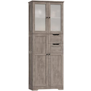 67'' Bathroom Cabinet, Kitchen Pantry Cabinet with Glass Doors and Shelves,