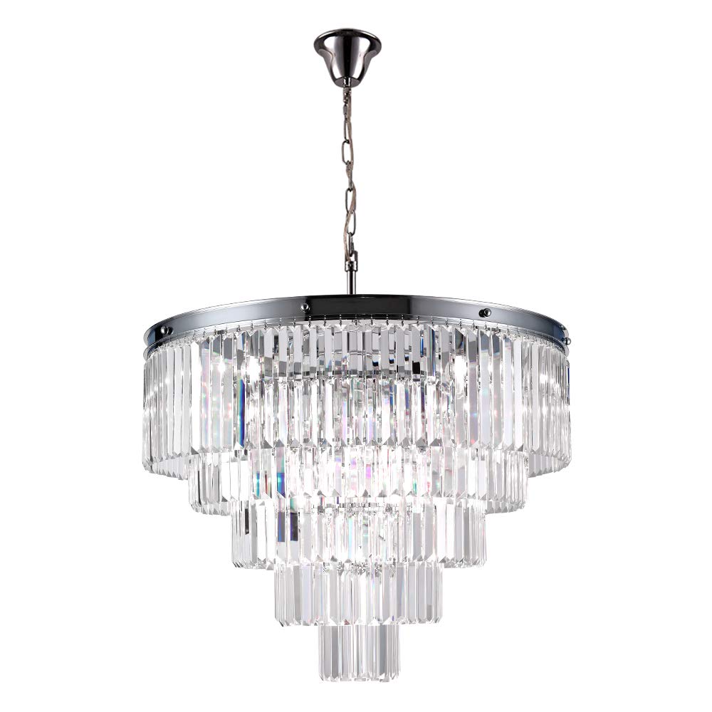 5-Tier 12 Lights Crystal Chandeliers, Modern Contemporary Hanging Pendant