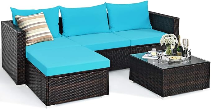 5 Piece Outdoor Patio Furniture Set, Sturdy Frame and Weight Capacity Up to 360 Pounds