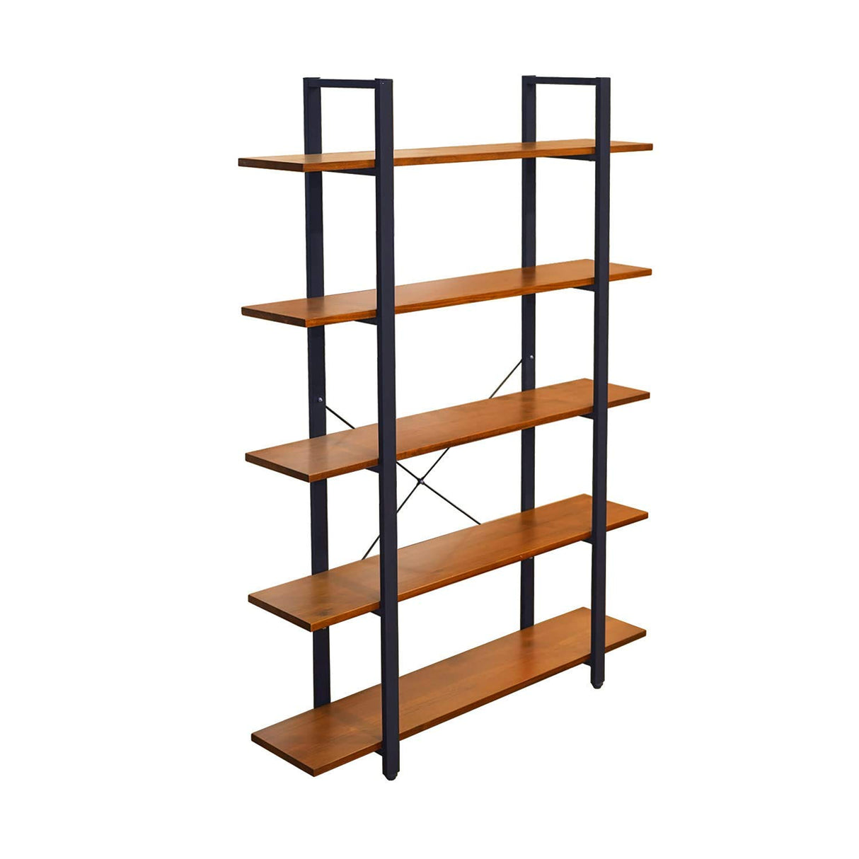 Industrial Bookshelf, USA Grown Hardwood, Real Wood Bookshelves, Modern Open Rustic Bookcase, Storage Shelf, Display Shelf, Poplar Solid Wood-5 Tier Shelf