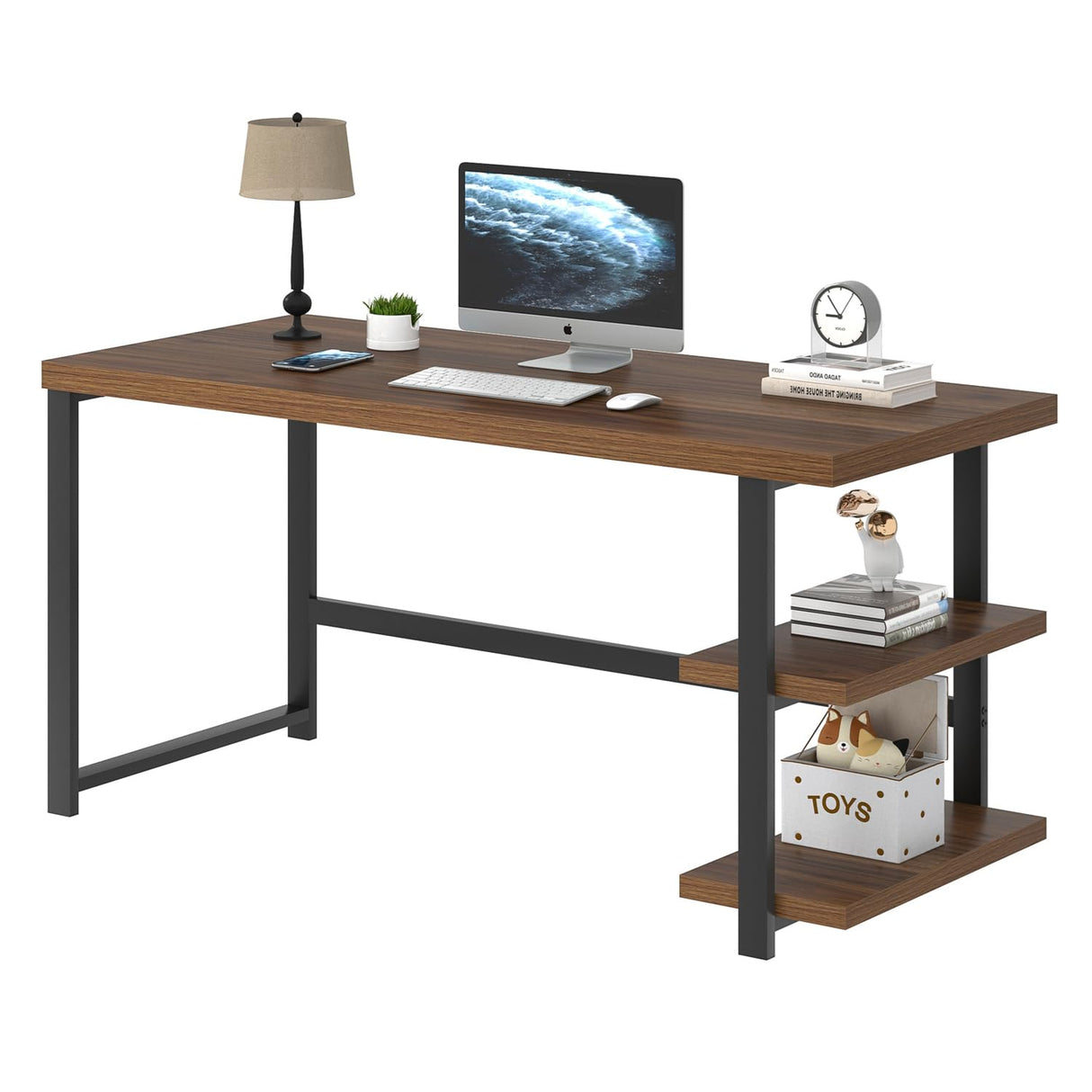 Modern Computer Desk, Wood Home Office Desk, Study Writing Gaming Table Workstation