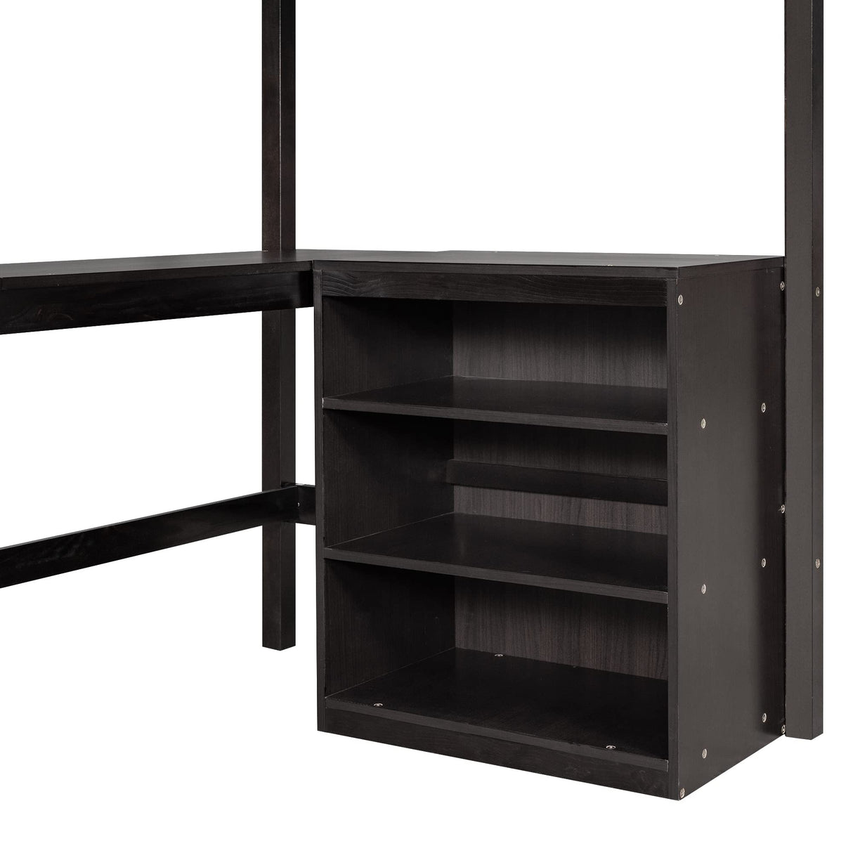 Twin Size, Wood Twin Loft Bed with Desk and Shelves, Loft Bed Twin for Teens and Adults,