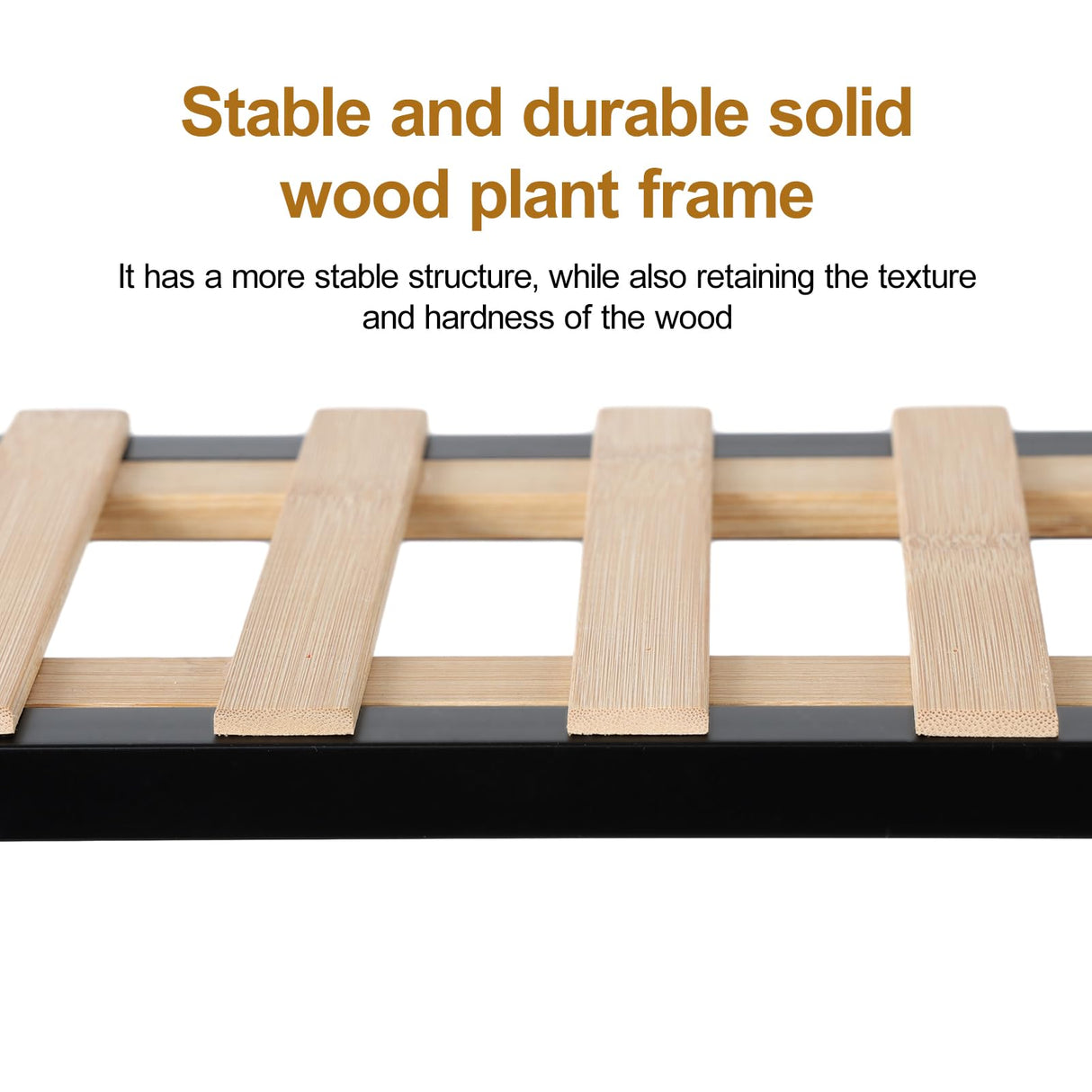 Rolling Rustic Plant Stand, 3 Tier Heavy Duty Metal Plant Shelf with Wheels Flower Plant Holder Shelves Rack with Pine Wood for Multiple Plants Indoor Home Outdoor Patio Balcony Yard Garden Black