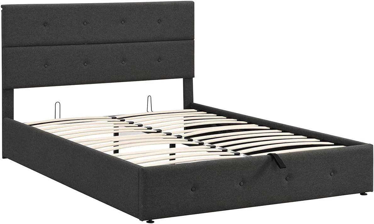 Upholstered Queen beds Lift Up Storage Platform Bed Frame