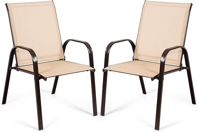 2 Piece Patio Chairs, Outdoor Camping Chairs with Breathable Fabric