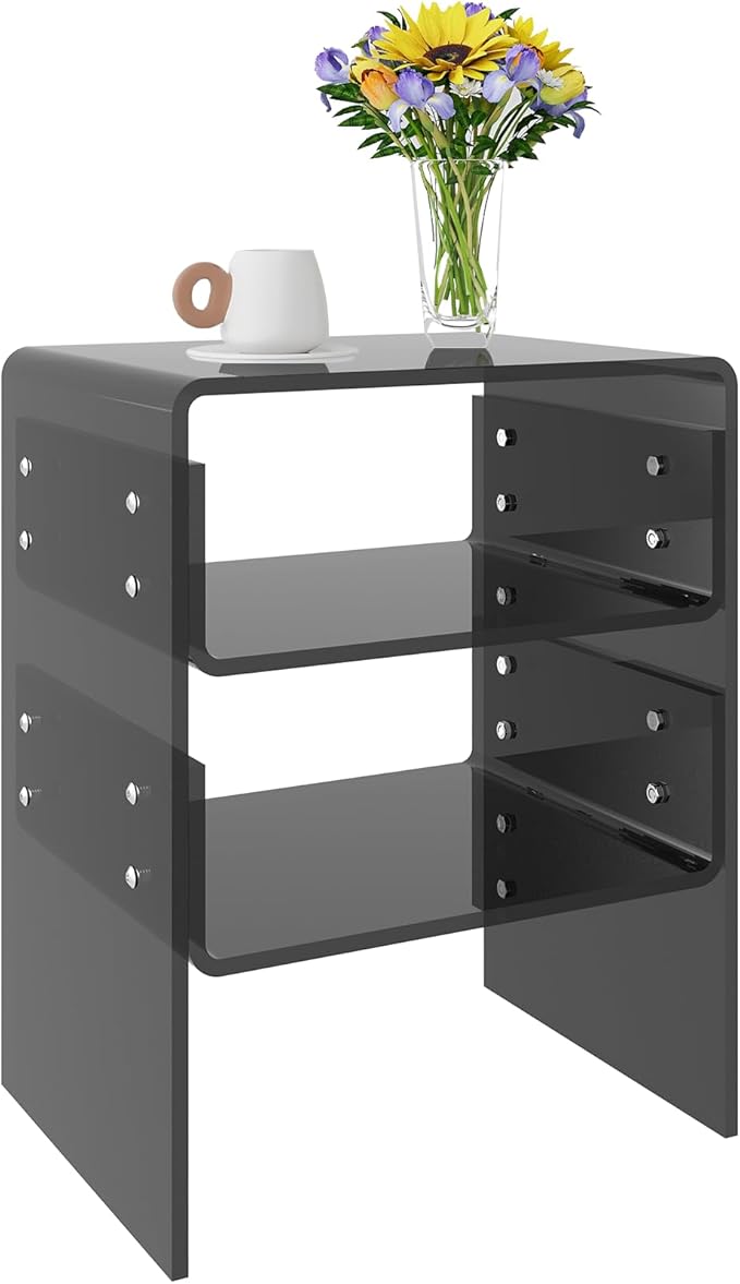 3 Tier Storage Shelf, Orange Acrylic Nightstand