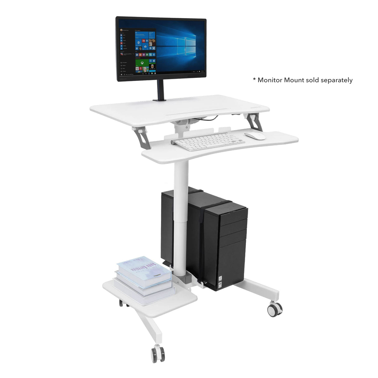 Mobile Rolling Small Table, Height Adjustable up to 43" Computer Desk with Wheels