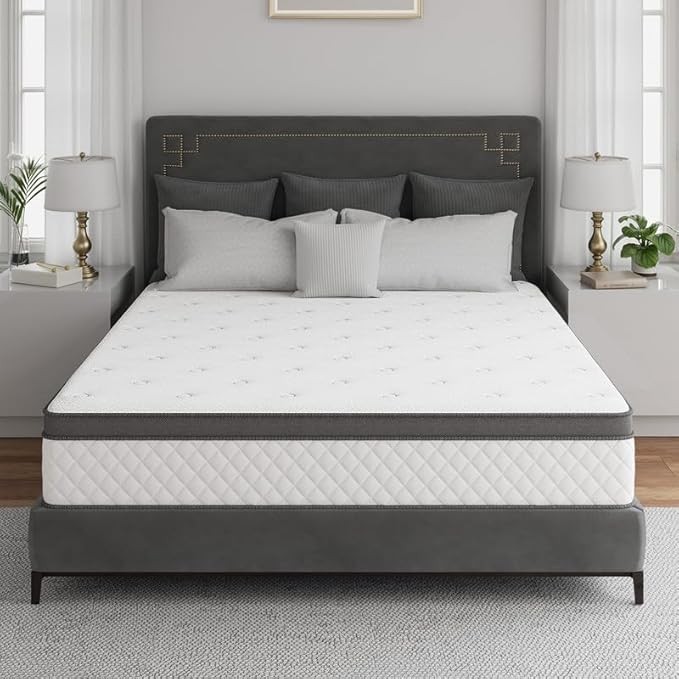 10 Inch Queen Mattress, Medium Hybrid Gel Memory Foam Mattress