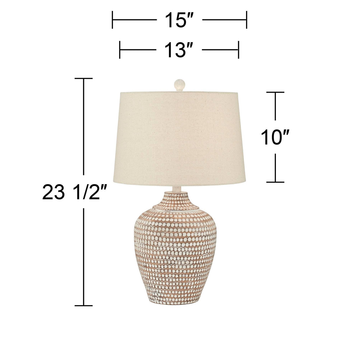 Regency Hill Alese 23 1/2" High Textured Dot Jug Small Farmhouse Rustic Coastal Accent Table Lamps Set of 2 Beige Light Earth Finish Single Oatmeal Shade Living Room Bedroom Bedside Nightstand House