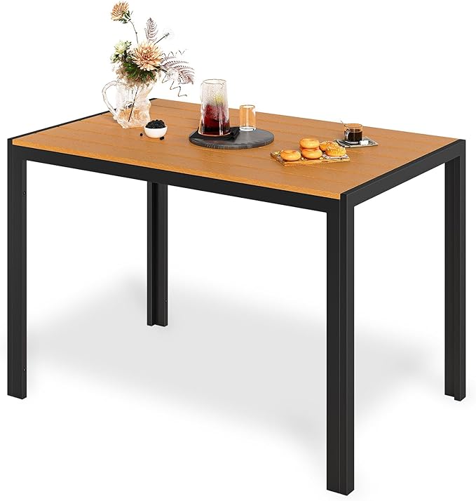 Outdoor Patio Dining Table for 4-6 People - 43×28 Inch Weather Resistant Aluminum Frame