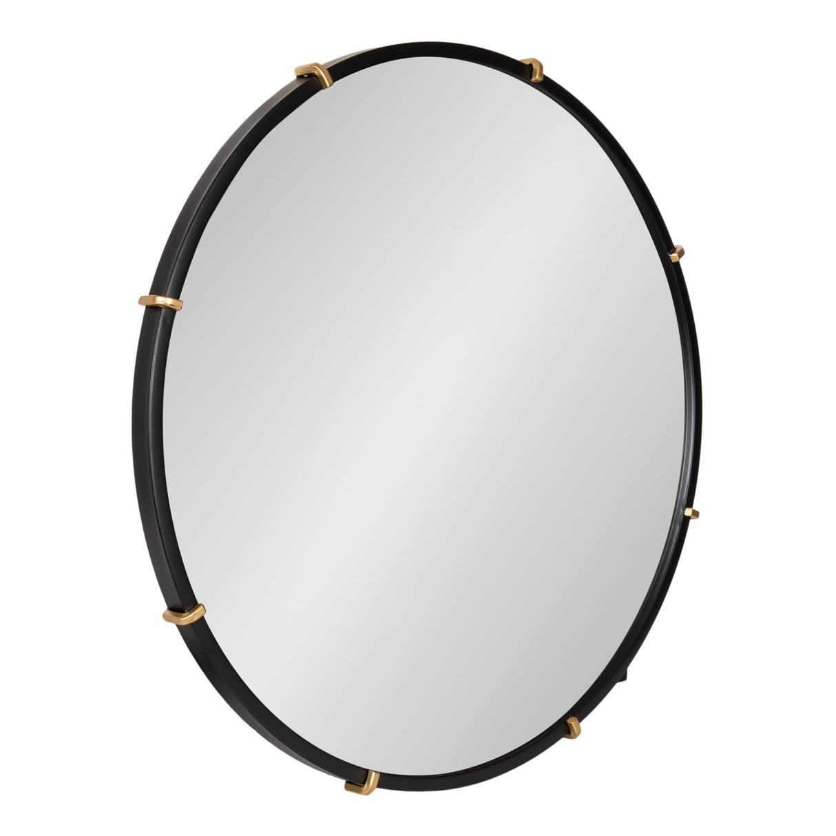 Venturi Modern Round Metal Wall Mirror - 27 Inch Black & Gold