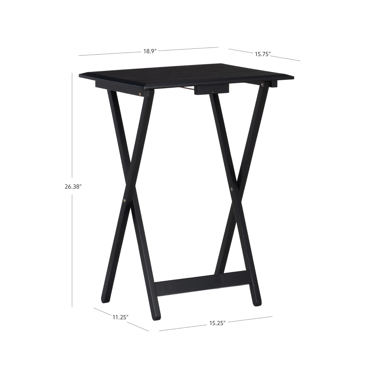 JetFold Black Folding Snack Table Set with Nesting Stand