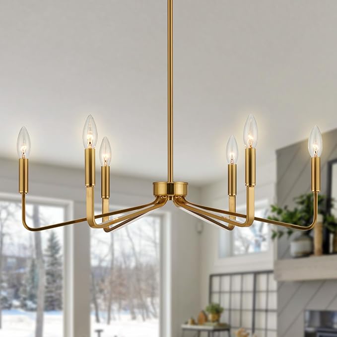 38" Gold Chandeliers for Dining Room, 8-Light Modern Farmhouse Chandelier