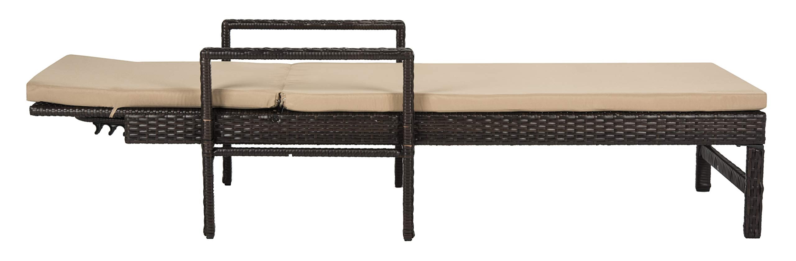 Outdoor Collection Alma Brown Rattan/Beige Cushion Adjustable Chaise Lounge Chair