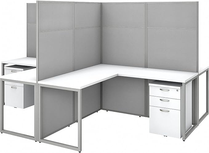 Business Furniture Easy Office 4 Person L Shaped Cubicle Desk