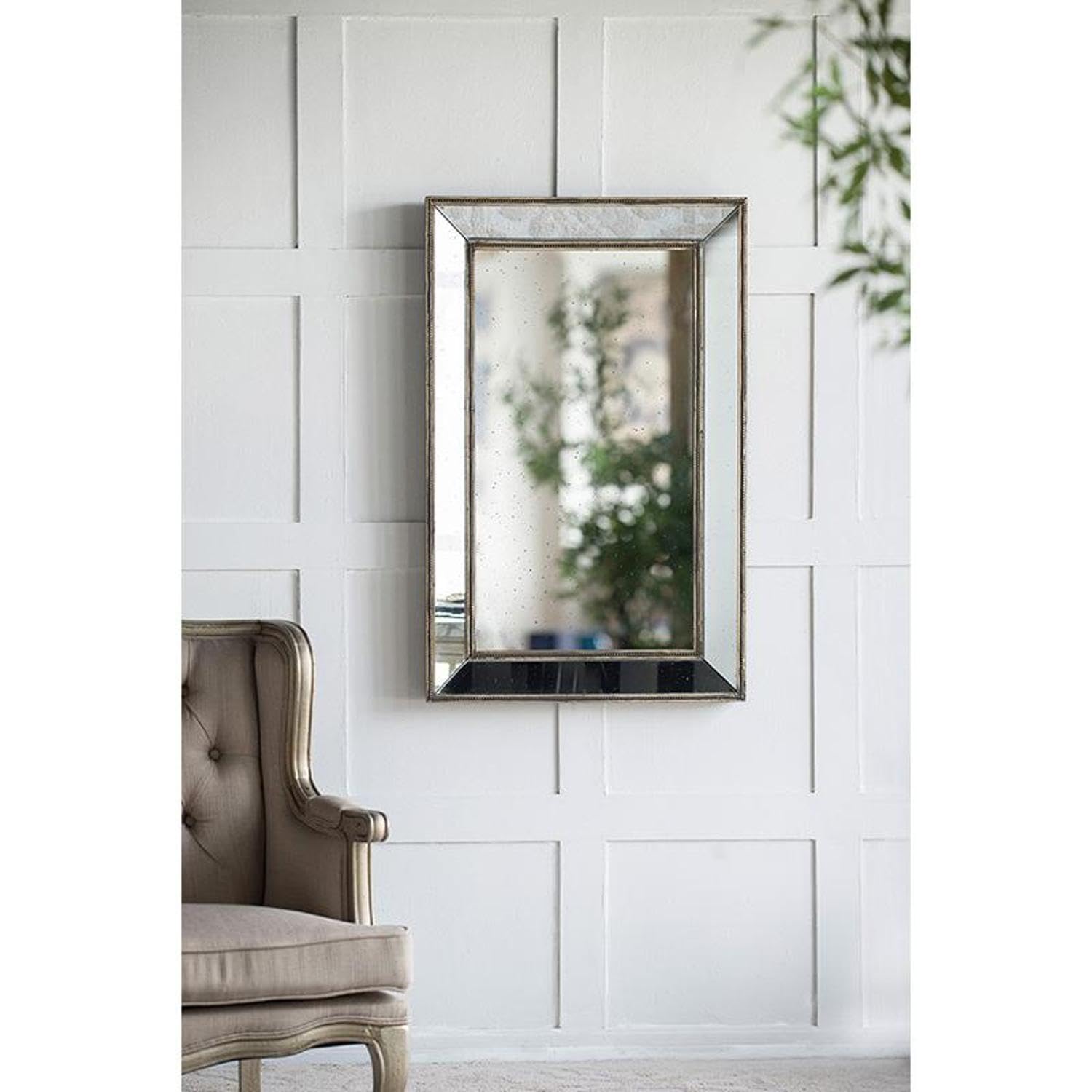 43" Antique Rectangle Accent Mirror Wall Mounted with Frame