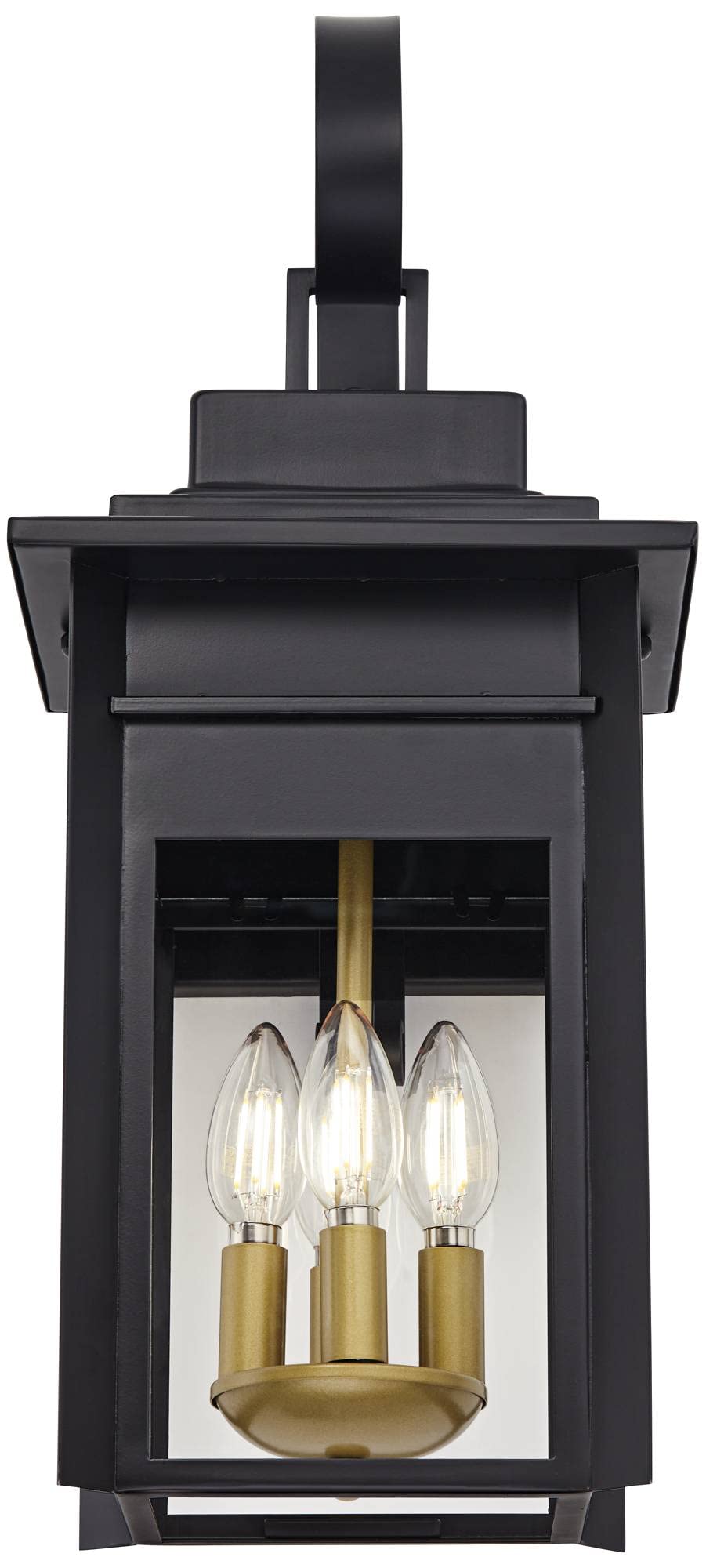Bransford Rustic Farmhouse Outdoor Wall Light Fixture Black 4-Light 21 1/2" Clear Glass