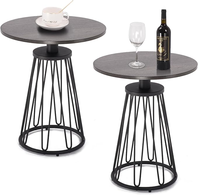 Round End Table Set of 2, Small Side Table for Living Room, Bedroom