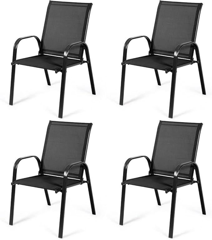 2 Piece Patio Chairs, Outdoor Camping Chairs with Breathable Fabric