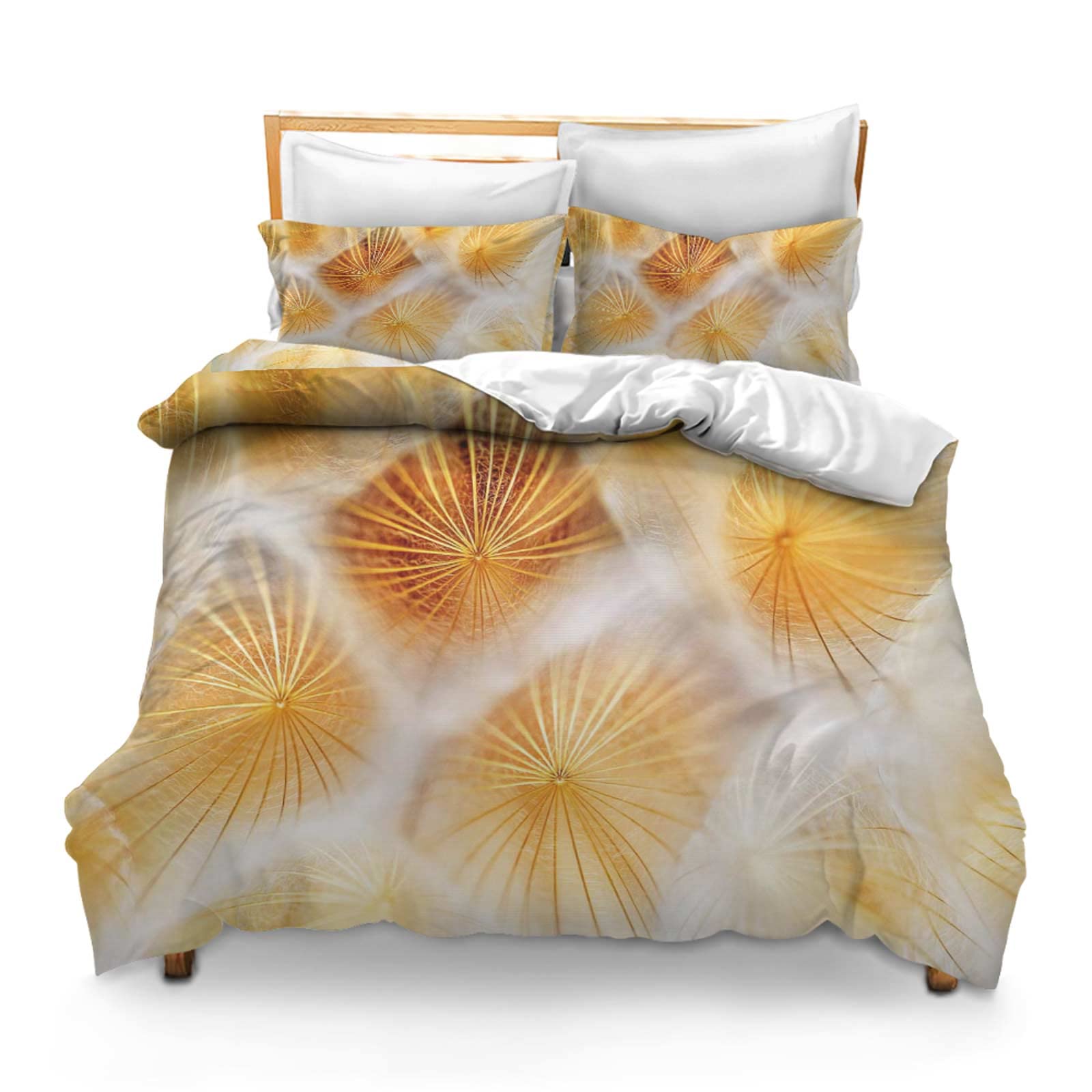 Comforter Set for Boys Kids King Size Dandelion Seeds Yellow White Flower Bright Colored
