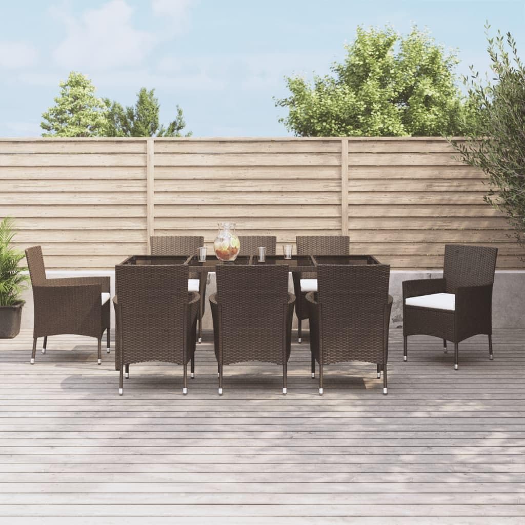 Patio Dining Set with Comfortable Cushions, Weather-Resistant Rattan, Sturdy Steel Frame,