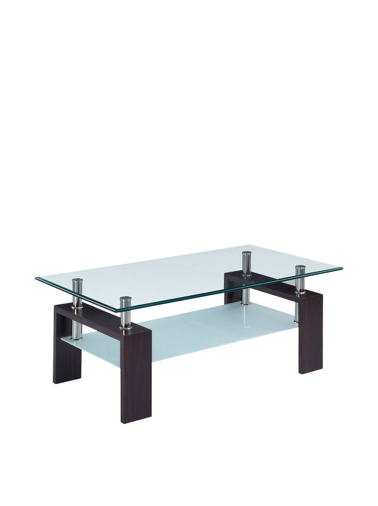 Global Furniture Clear/Frosted Occasional Coffee Table with Dark Walnut Legs