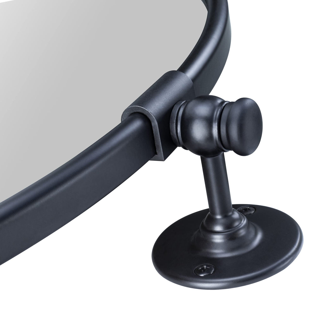 Round Pivot Bathroom Mirror - 24" Black Metal Framed Tilting Wall Mount