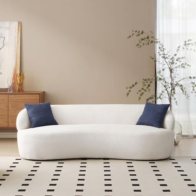 86" Curved Sofa, Modern Upholstered Boucle Curved Couch