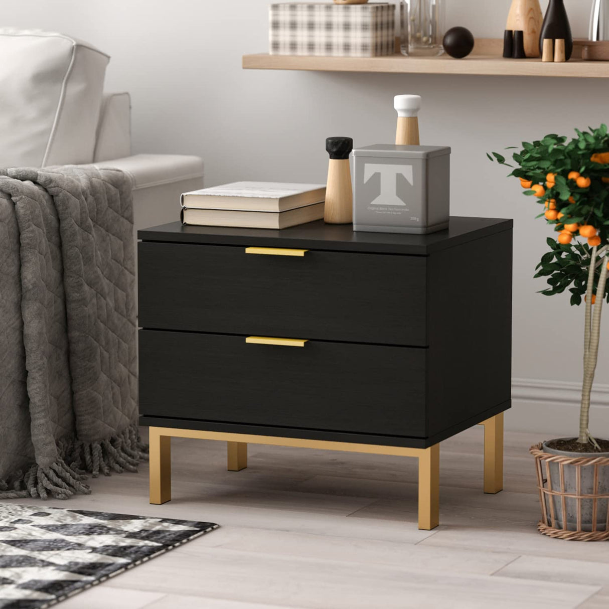 Modern Nightstand with 2 Storage Drawers