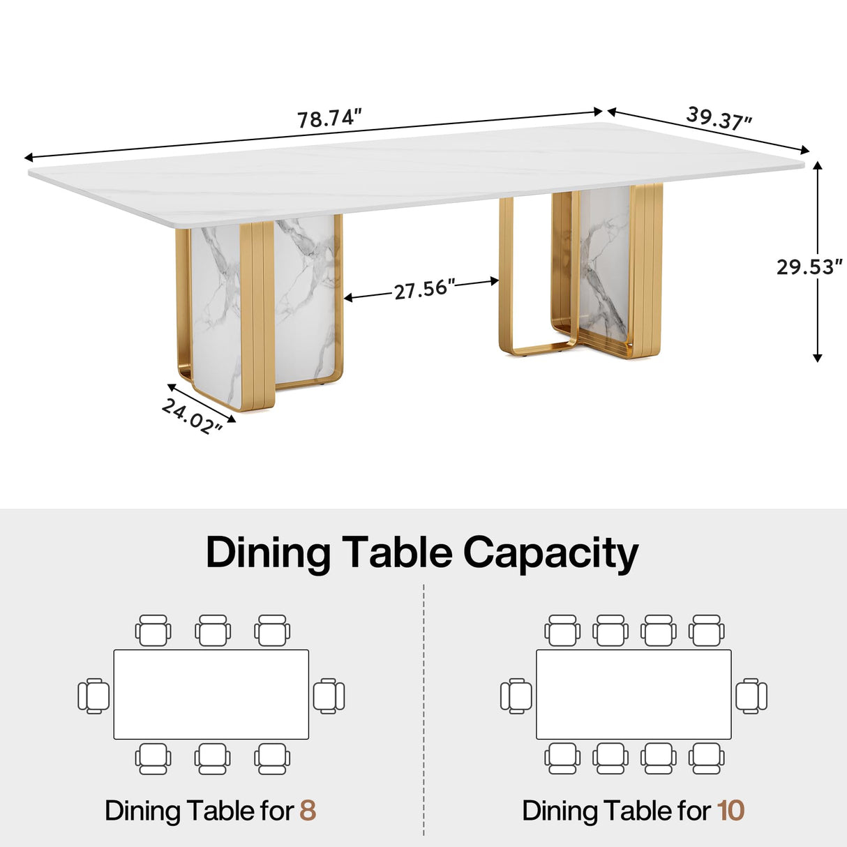 79-Inch Luxurious White Sintered Stone Conference Room Table for 6-8 People