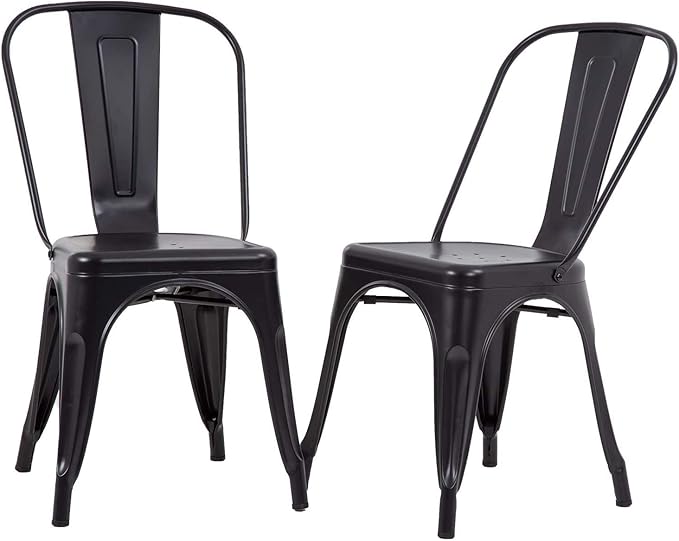 Metal Dining Chairs Set of 2 Patio Chair Indoor Outdoor Chairs Kitchen Metal Chairs