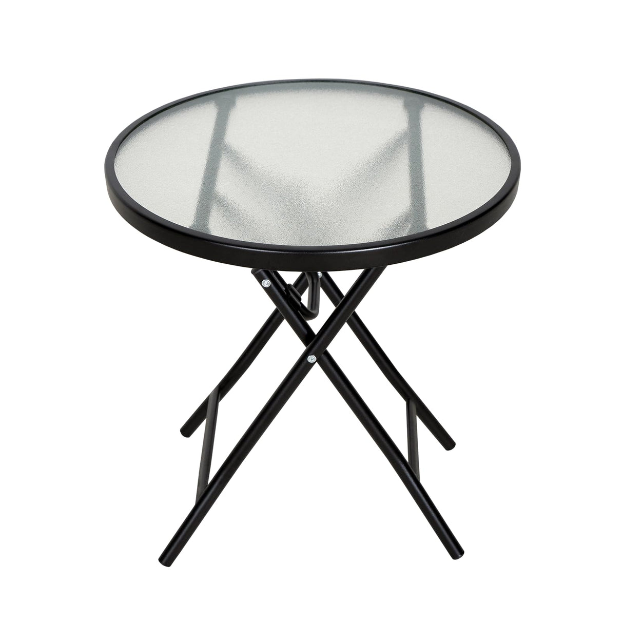 Bistro Table,18" Round Folding Side Table with Tempered Glass Tabletop,Small End Table