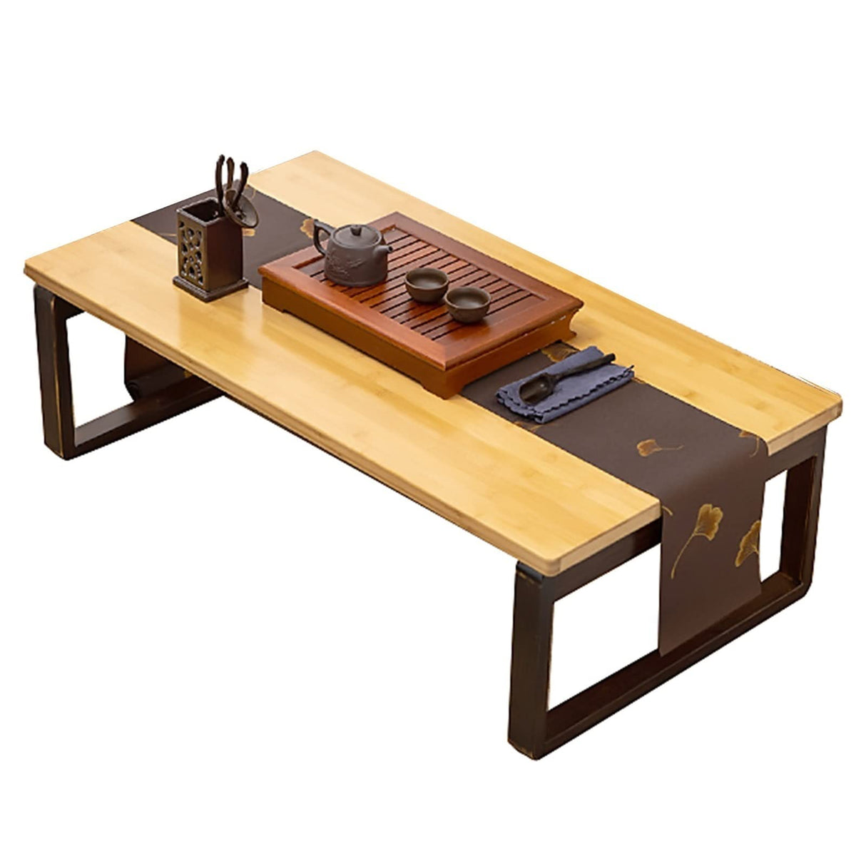 Bamboo Folding Coffee Table Floor Table for Tea & Coffee for Bed and Sofa Breakfast