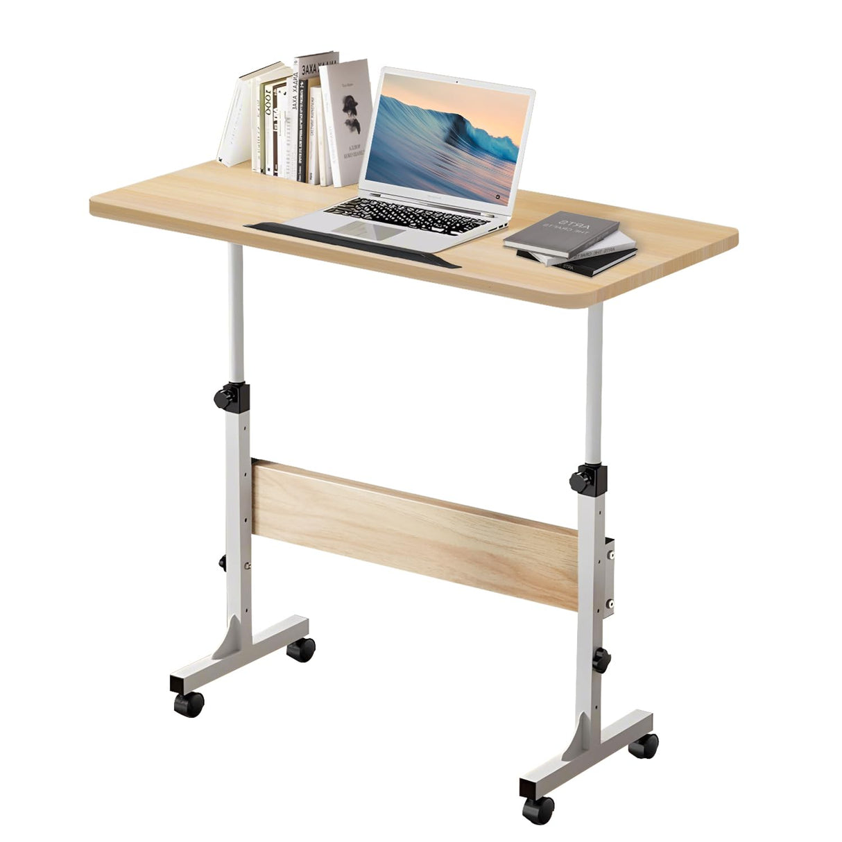 Small Standing Desk Adjustable Height Rolling Computer Desk Portable Laptop Desk