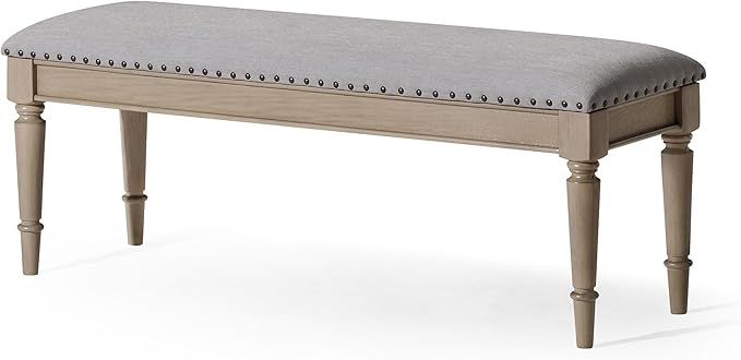 Elizabeth Traditional Wooden Upholstered Bench, Padded Seat