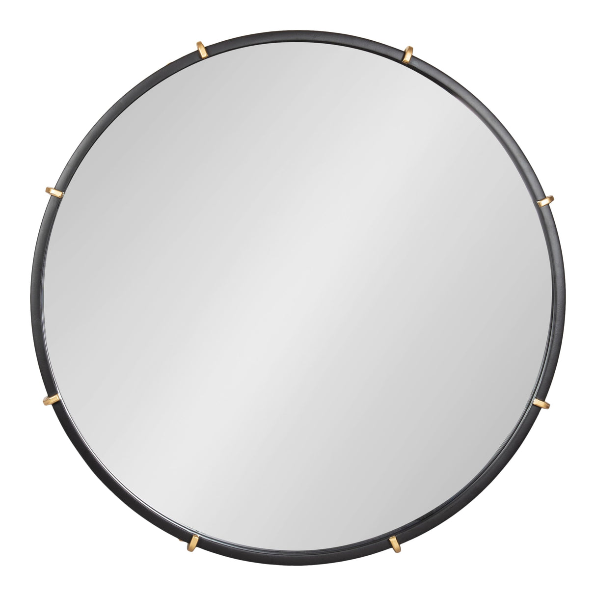 Venturi Modern Round Metal Wall Mirror - 27 Inch Black & Gold