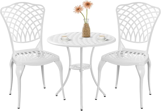 3 Piece Outdoor Bistro Set, Cast Aluminum Outdoor Bistro Table