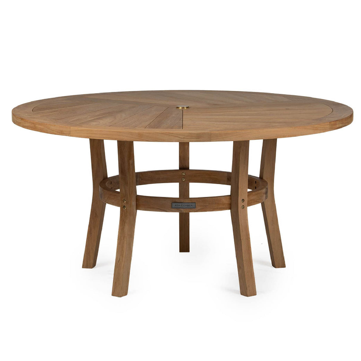 Ash & Ember Grade A Teak 59" Round Dining Table, Indoor Outdoor Solid Wood Patio