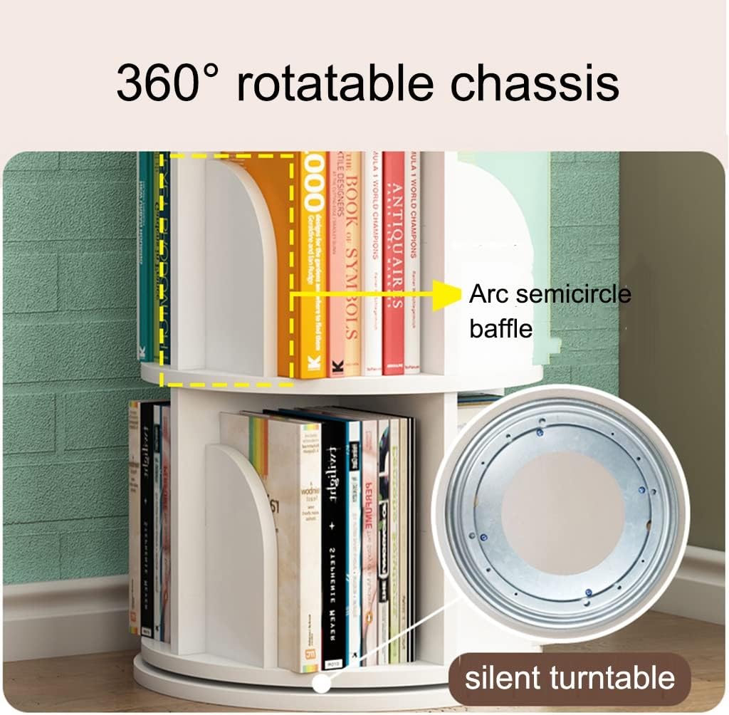 360° Rotating Bookshelf, 5 Tier Floor-to-Ceiling Bookcase, Picture Book Rack for Children, Stimulate Kid's Reading Interest (Color : Wit and Pink, Size : 50.5 * 160cm)