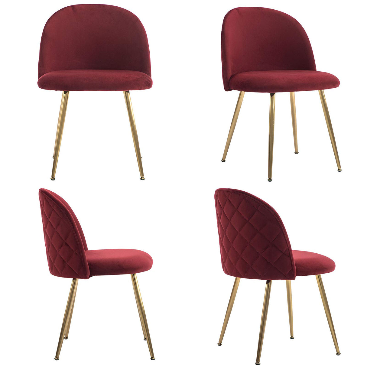 Set of 4 Velvet Dining Room Chairs, Velvet Fabric Upholstered Hostess Dining Chairs,