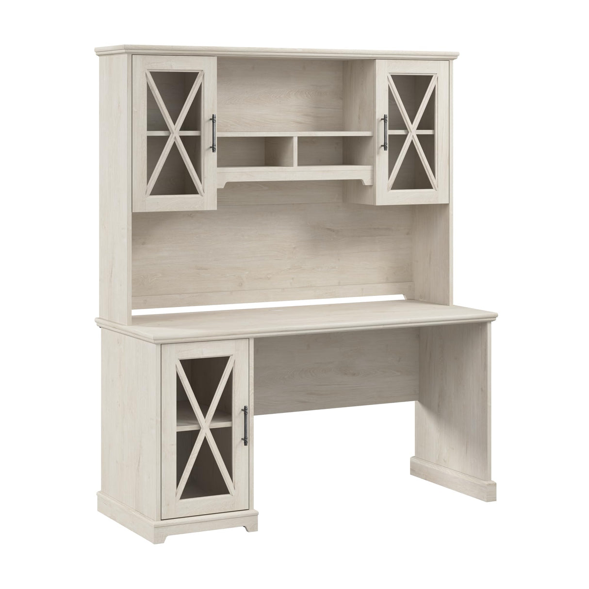 Lennox Farmhouse Desk with Hutch and Storage Cabinet | Computer Table for Home