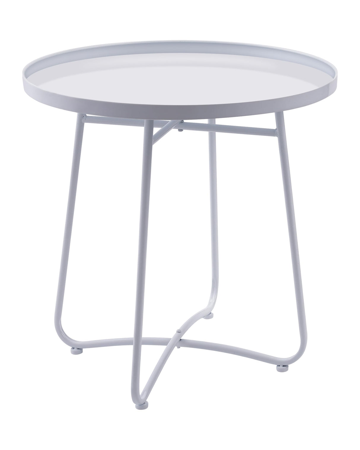 Small Side Round Table for Living Room Bedroom, Weather Resistant Metal Patio Table