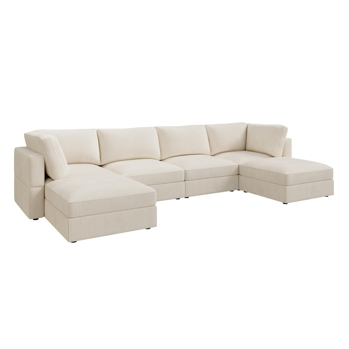 Modular U-Shaped Sectional Sofa with Storage & Adjustable Armrests