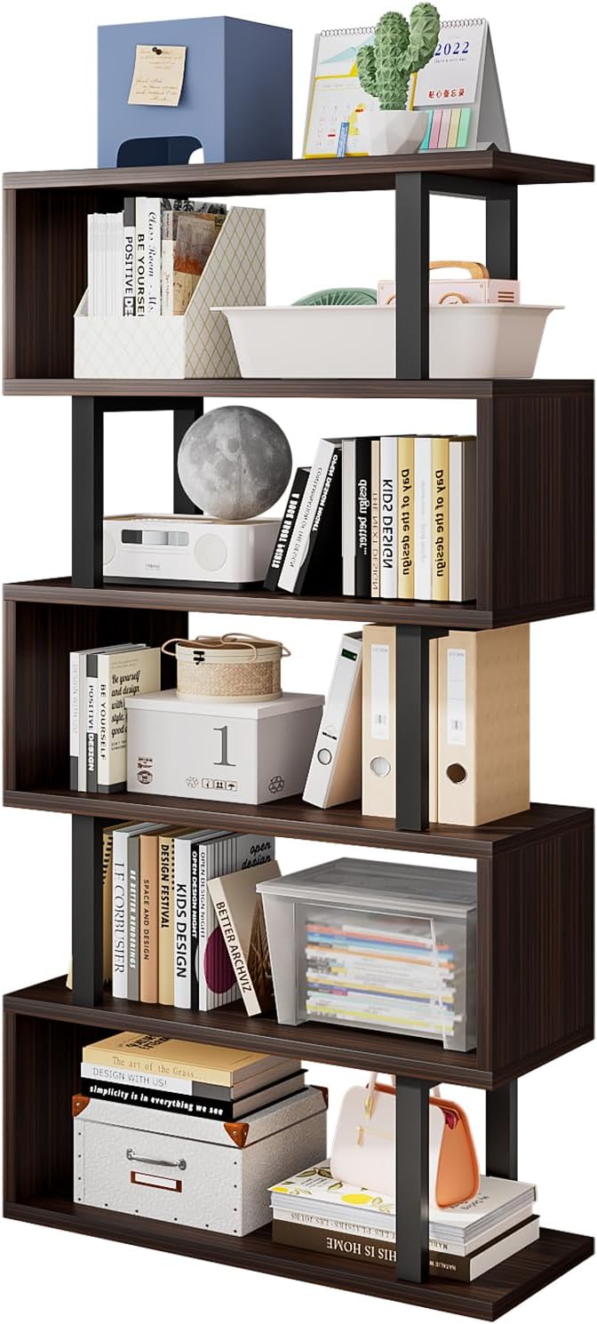 Bookshelf Geometric Bookcase S Shaped Industrial Bookshelf Storage Display Stand