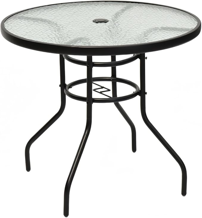35 Inch Patio Dining Table for 4, Square Outdoor Dining Table with 1.65” Umbrella Hole